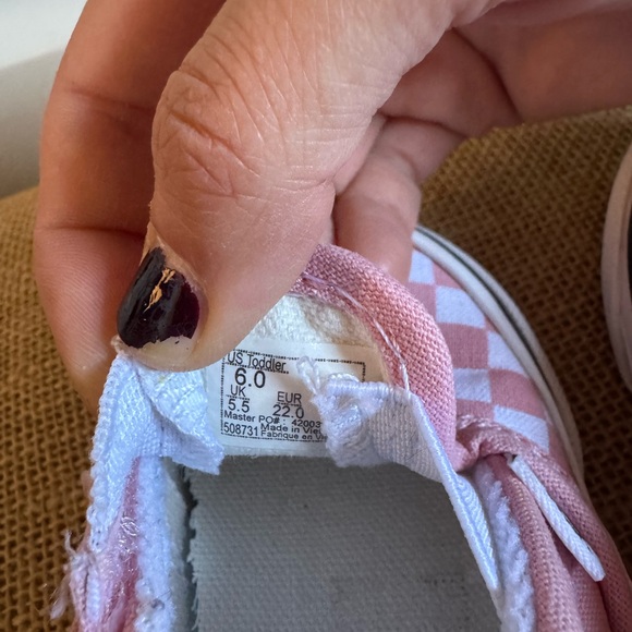 Vans Kids Pink and White Checkered Slip-On Sneakers - Picture 7 of 7